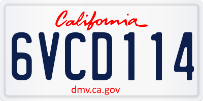 CA license plate 6VCD114