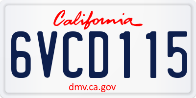 CA license plate 6VCD115