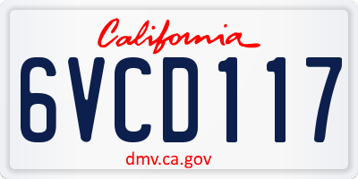 CA license plate 6VCD117