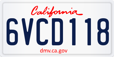 CA license plate 6VCD118