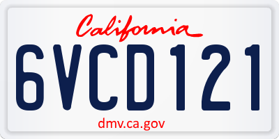 CA license plate 6VCD121