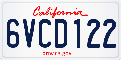 CA license plate 6VCD122