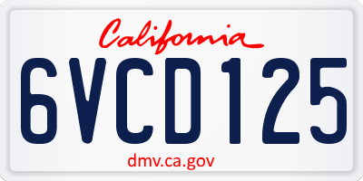 CA license plate 6VCD125