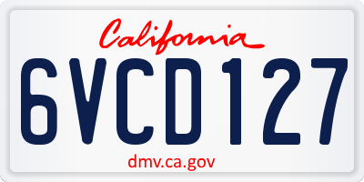 CA license plate 6VCD127