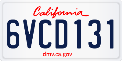CA license plate 6VCD131