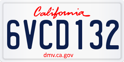 CA license plate 6VCD132
