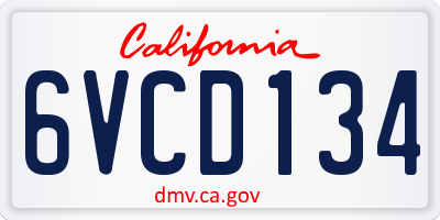 CA license plate 6VCD134