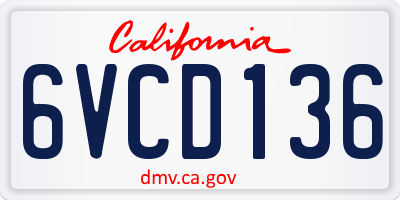 CA license plate 6VCD136