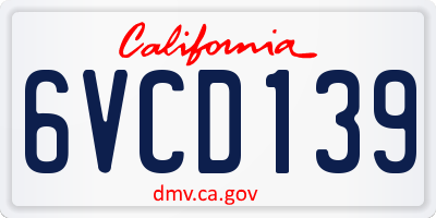 CA license plate 6VCD139