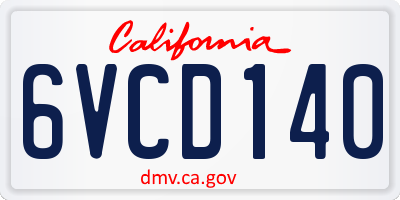 CA license plate 6VCD140