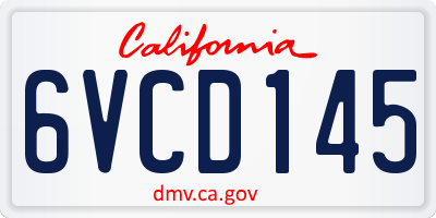 CA license plate 6VCD145