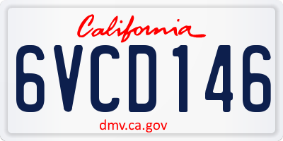 CA license plate 6VCD146