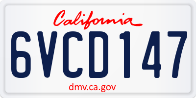 CA license plate 6VCD147