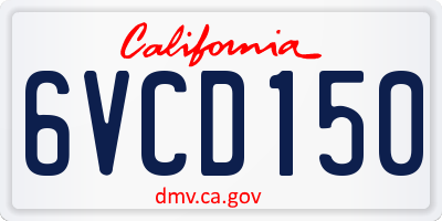 CA license plate 6VCD150