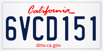 CA license plate 6VCD151