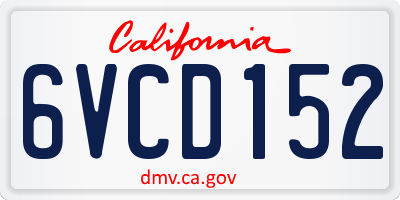 CA license plate 6VCD152