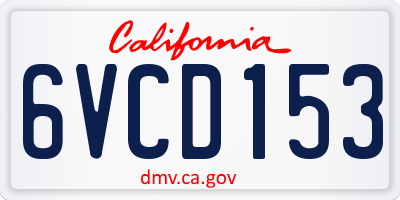 CA license plate 6VCD153
