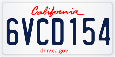 CA license plate 6VCD154