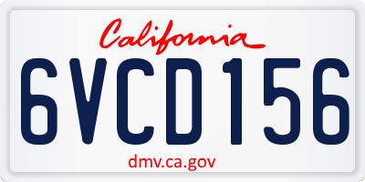 CA license plate 6VCD156
