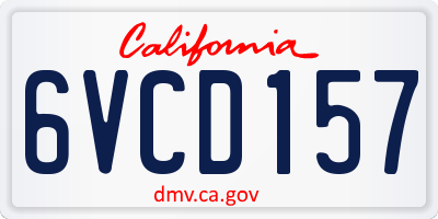 CA license plate 6VCD157