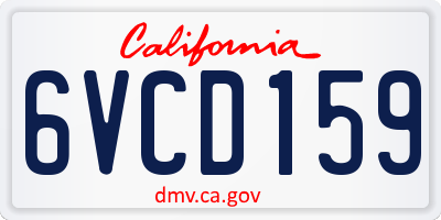 CA license plate 6VCD159