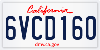CA license plate 6VCD160