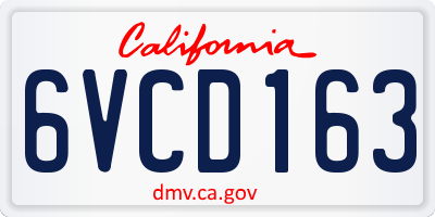 CA license plate 6VCD163