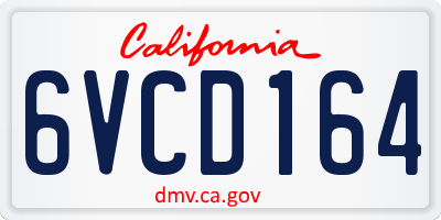 CA license plate 6VCD164