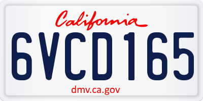 CA license plate 6VCD165