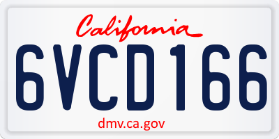 CA license plate 6VCD166
