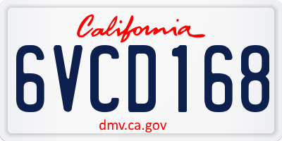 CA license plate 6VCD168