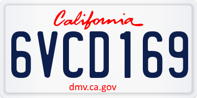 CA license plate 6VCD169