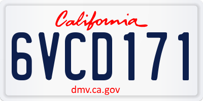 CA license plate 6VCD171