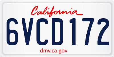 CA license plate 6VCD172