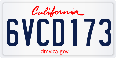 CA license plate 6VCD173