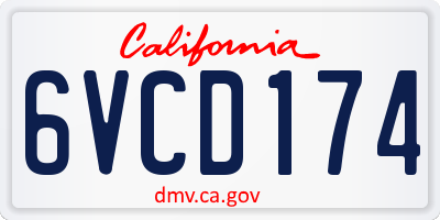 CA license plate 6VCD174