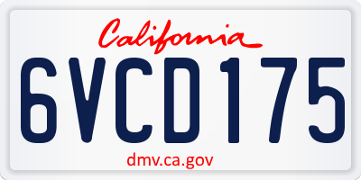 CA license plate 6VCD175