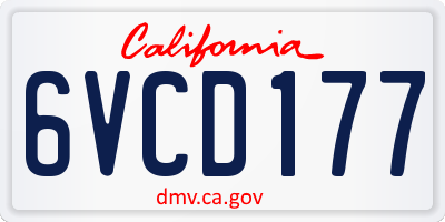 CA license plate 6VCD177