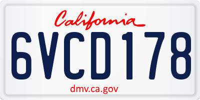CA license plate 6VCD178