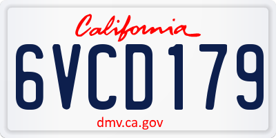 CA license plate 6VCD179