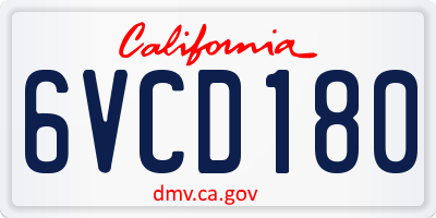 CA license plate 6VCD180