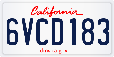 CA license plate 6VCD183