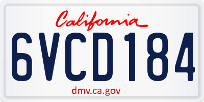CA license plate 6VCD184