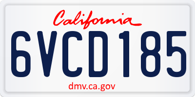 CA license plate 6VCD185