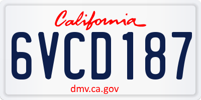 CA license plate 6VCD187