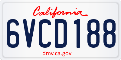 CA license plate 6VCD188