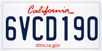 CA license plate 6VCD190