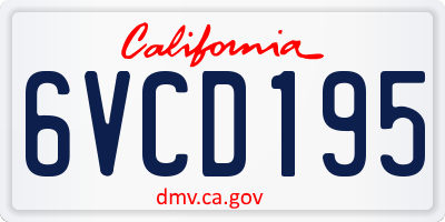 CA license plate 6VCD195