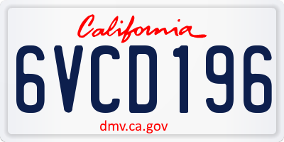 CA license plate 6VCD196
