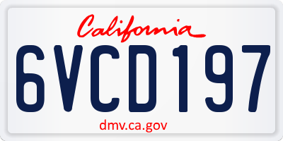 CA license plate 6VCD197